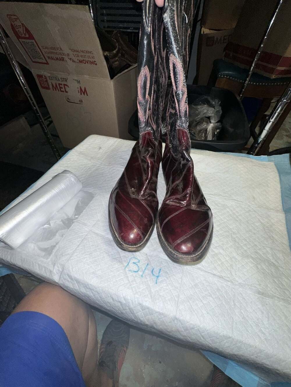 Circle G Men's Western Cowboy Boots Size 10.5D Burgundy Black Leather